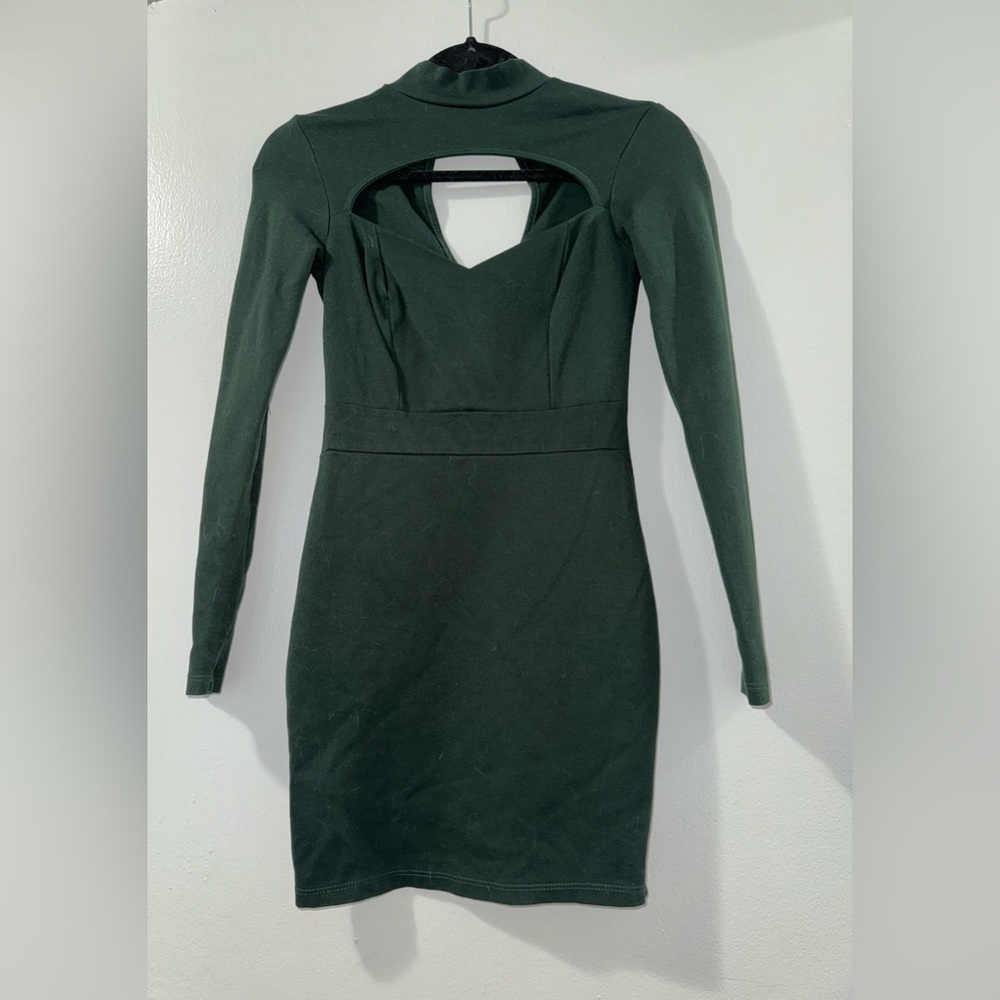 Privy Small Forest Dark Green Bodycon Mini Dress Evening Formal Holiday Long